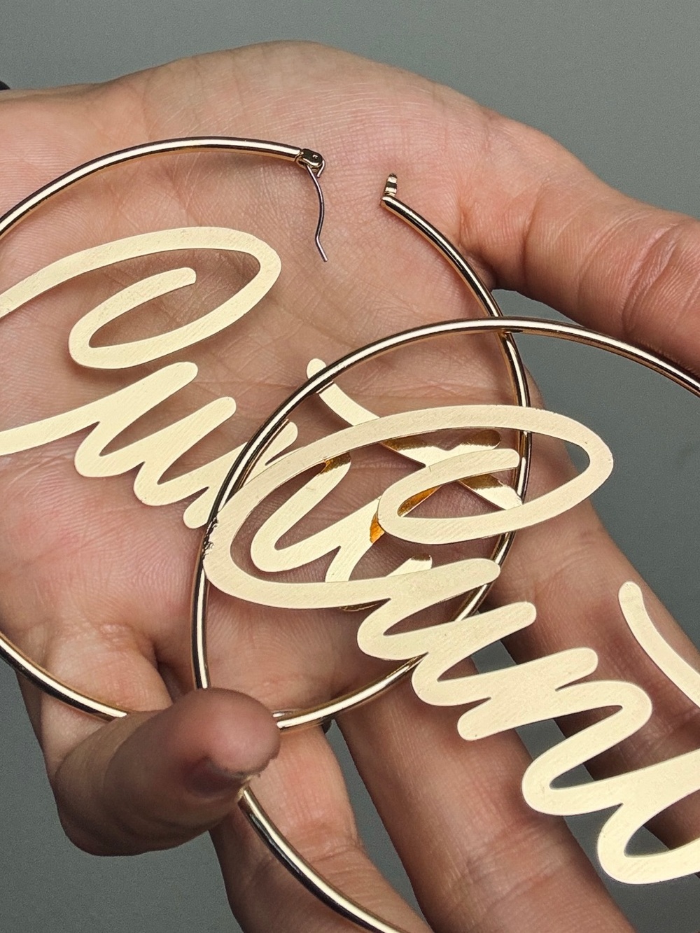Gold c*nt Script Hoop Earrings